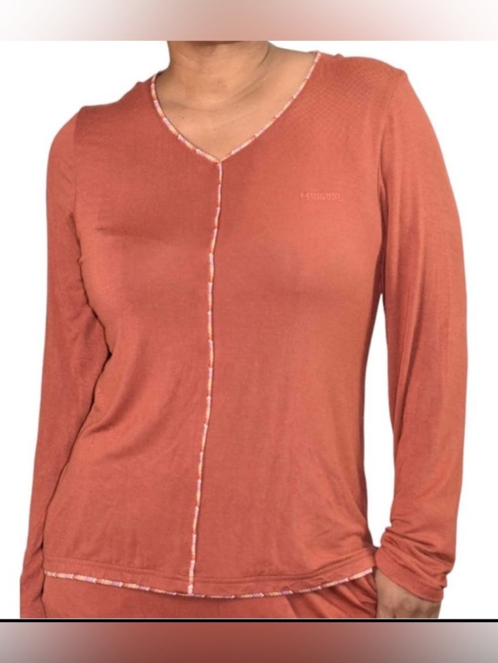 Missoni SkyTeam Pajamas Orange ZigZag Jersey Top - Picture 9 of 9